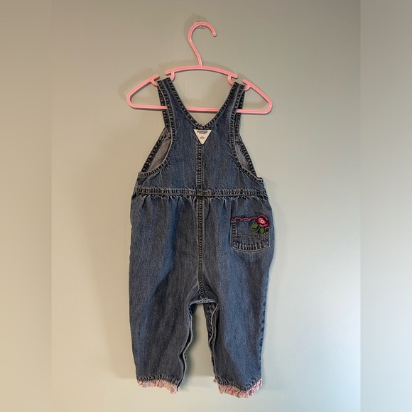 Oshkosh B’gosh Blue Jean with Flower Sticking Overalls, Baby Girl Size 18months - Picture 6 of 10